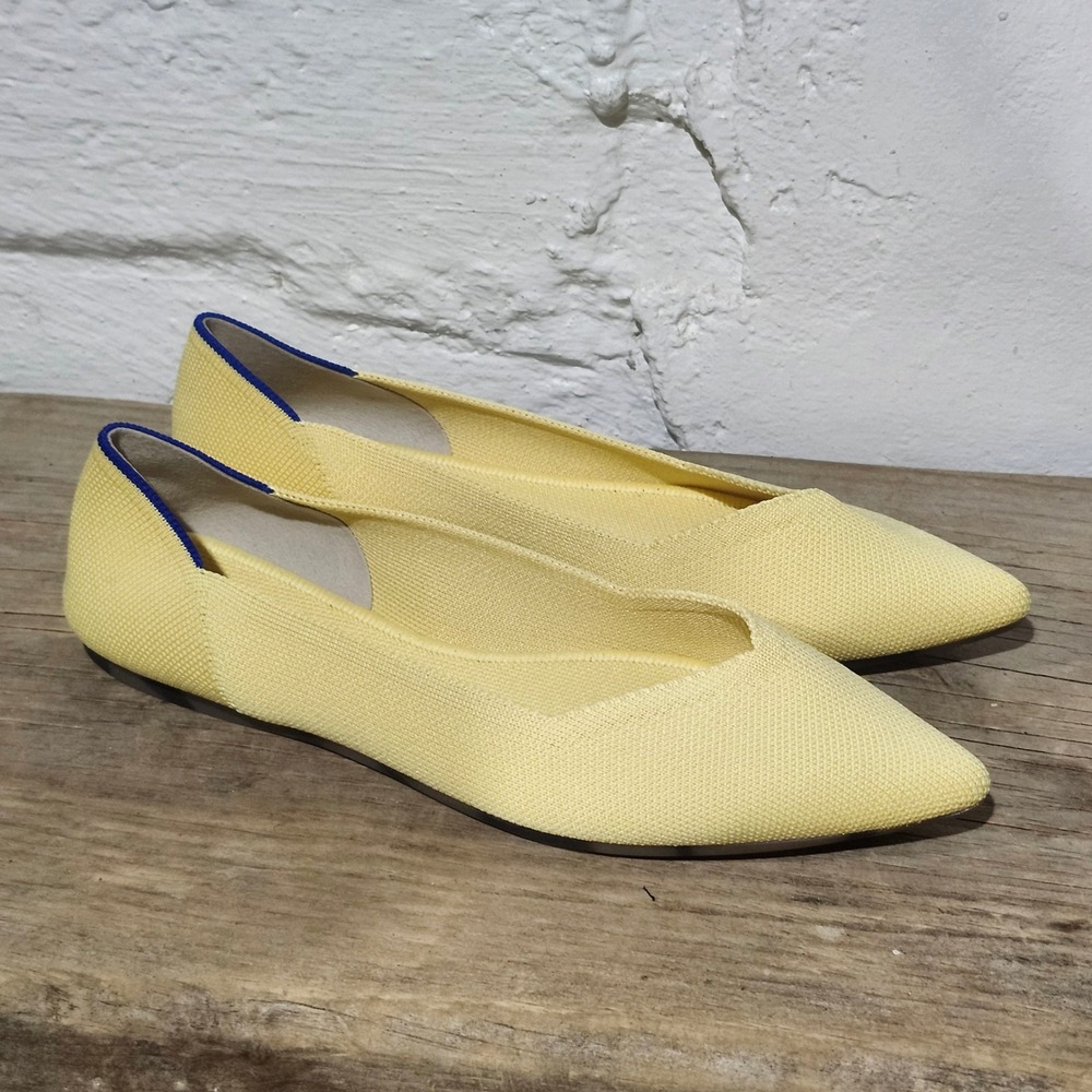 Rothys The Point Yellow Knit Pointed Toe Flats Shoes Women Size 9 002-330 China